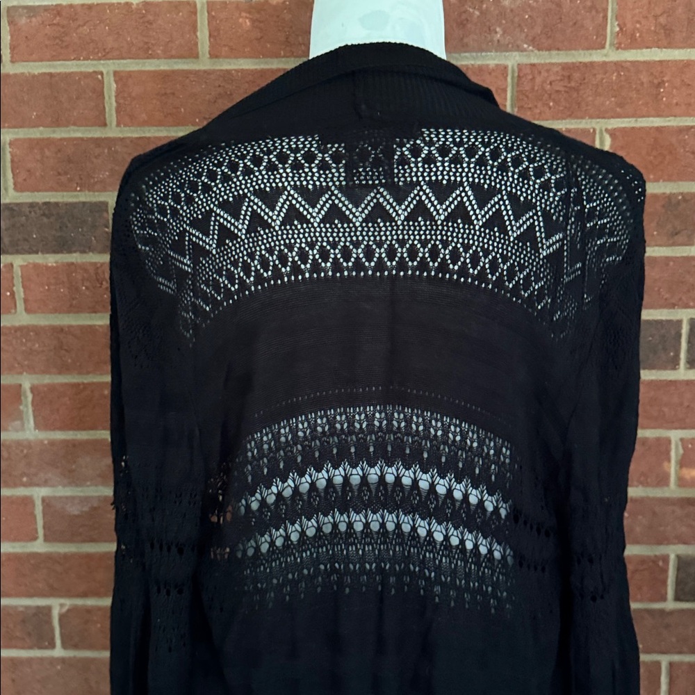 United States Sweaters 100% Rayon Long Black Open Cardigan - Picture 6 of 9